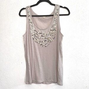 J. Crew Grey Marled Sequin Embellished Tank Top Size Large